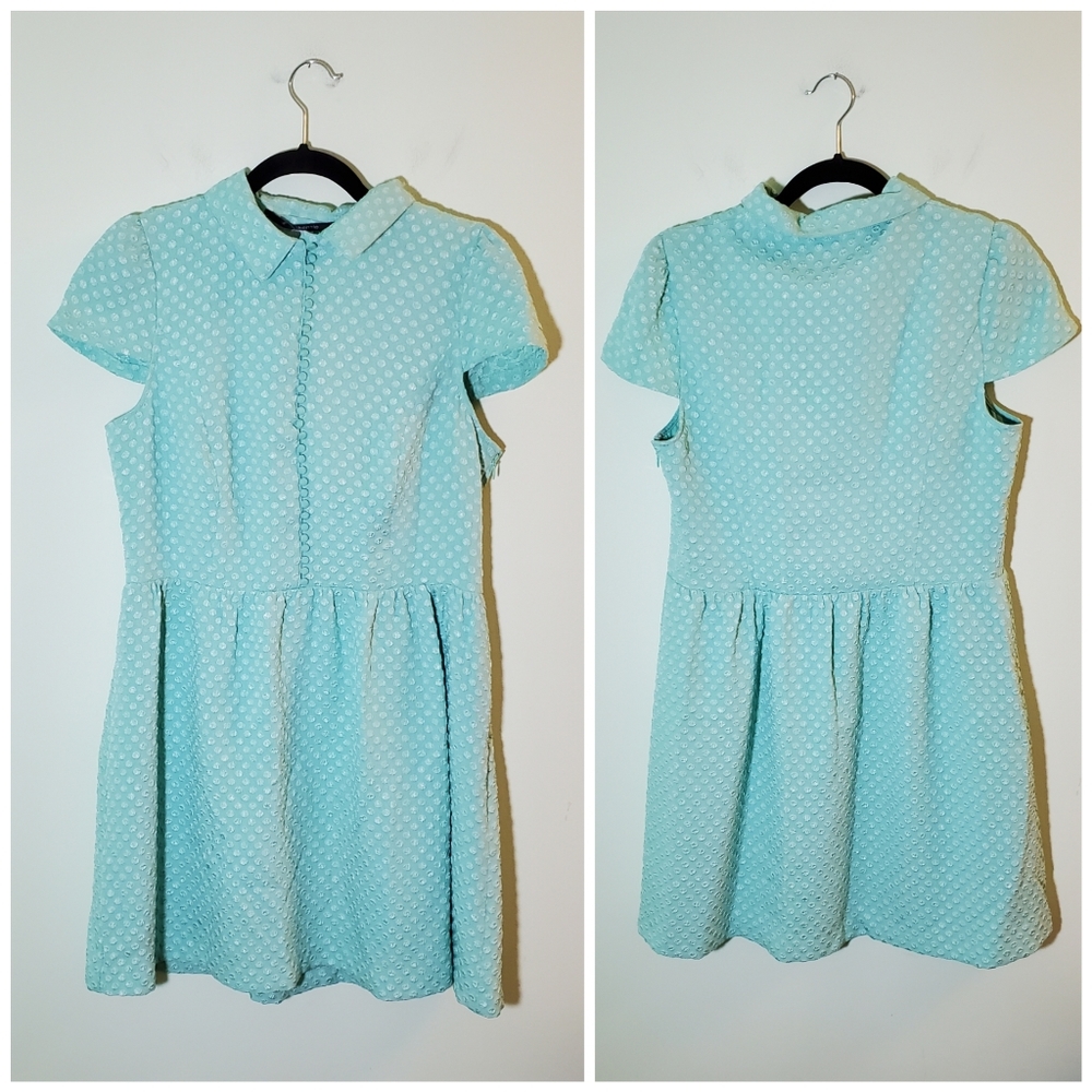 Kensie Mint Green Textured Dot Retro / Mod Dress - Picture 4 of 13